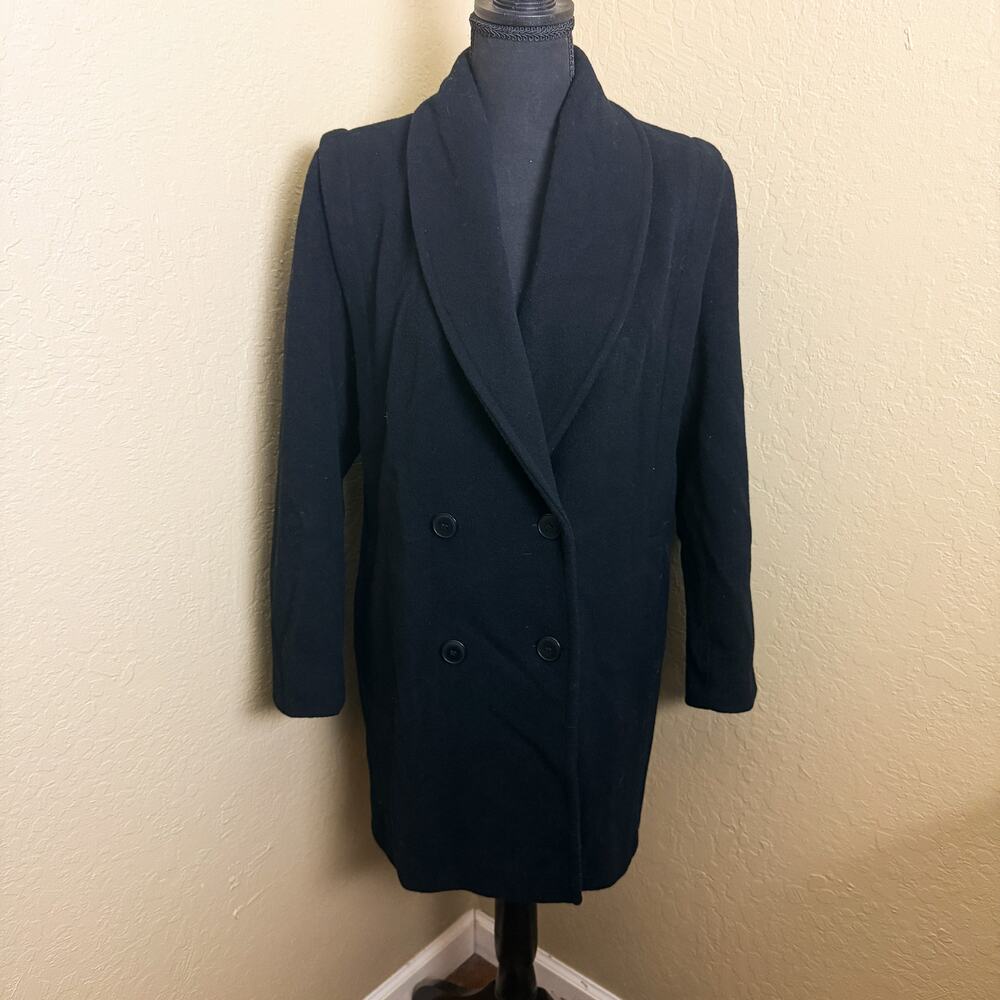 Vintage Forecaster of Boston Black Wool Blend Double Breasted Coat Women's 6